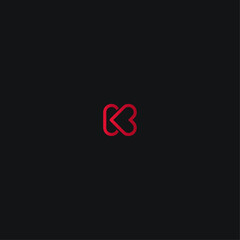 Letter K love logo icon flat vector design