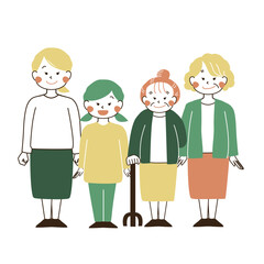 人物の全身立ち絵_女家族