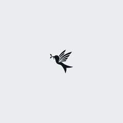 Bird with leaf logo icon flat vector design