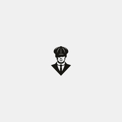 Gentleman with hat logo icon flat vector design