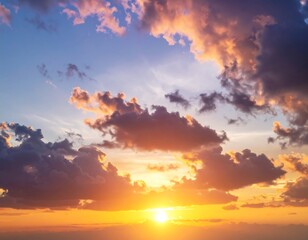 Obraz premium Dramatic sunset sky with clouds