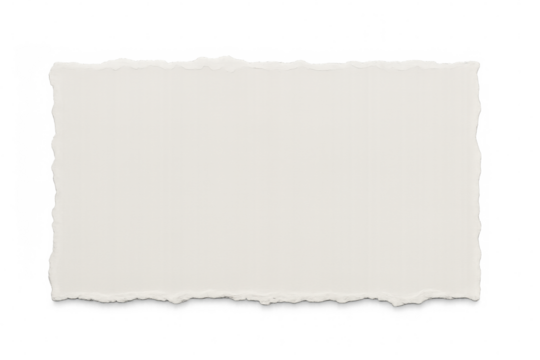 Torn white paper fragment with ragged edges, floating against transparent backdrop, ready for graphic placement or messaging