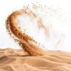 Dynamic Sand Cascade: Experience the raw power and beauty of nature as a swirling vortex of sand gracefully dances, its earthy hues creating a mesmerizing spectacle of movement and form.