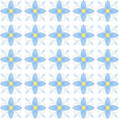 Seamless Blue Floral Pattern &ndash; Elegant Spring Flowers