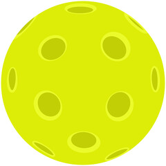 Pickle ball yellow with holes, isolated