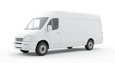 Clean White Delivery Van Mockup, Isolated on White Background