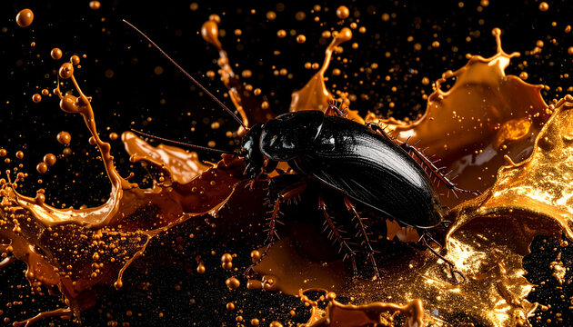 Macro Abstract Illustration of Giant Cockroach in a Messy Dirty Environment 292