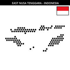 Big hexagonal dotted map of east-nusa-tenggara in Indonesia