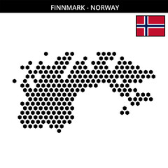 Big hexagonal dotted map of finnmark in Norway