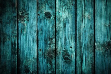 Fototapeta premium Teal-hued weathered wooden planks.