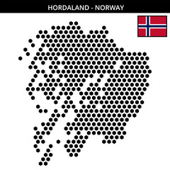 Big hexagonal dotted map of hordaland in Norway