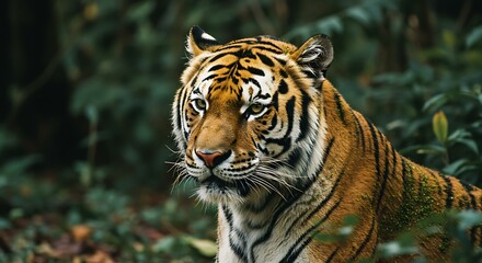 Majestic Siberian Tiger in Lush Green Forest
