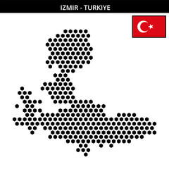 Big hexagonal dotted map of izmir in Turkiye