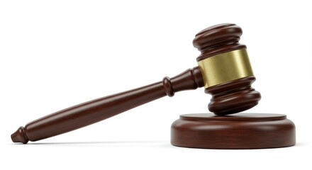 白背景に分離された木製の裁判用ガベル - 法律関連のビジュアルに最適