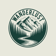 Wanderlust logo vintage badge