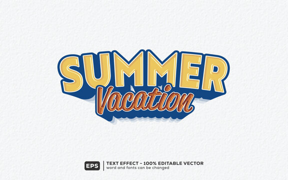 Summer Vacation 3D Cartoon Editable Text Effect | Premium Font Template