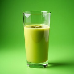 Kiwi Smoothie in Glass on Green Background Still Life