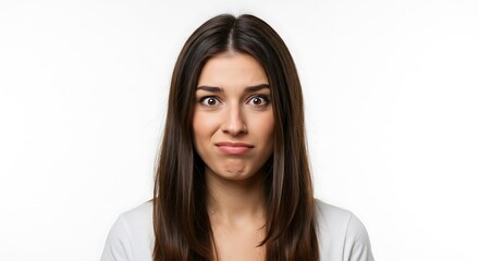 Fototapeta premium Young Woman Expressing Doubt or Disbelief, Headshot Portrait