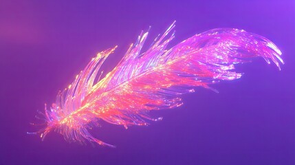 Obraz premium Luminous Feather Glowing in Vibrant Colors
