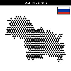 Big hexagonal dotted map of Mari-El in Russia