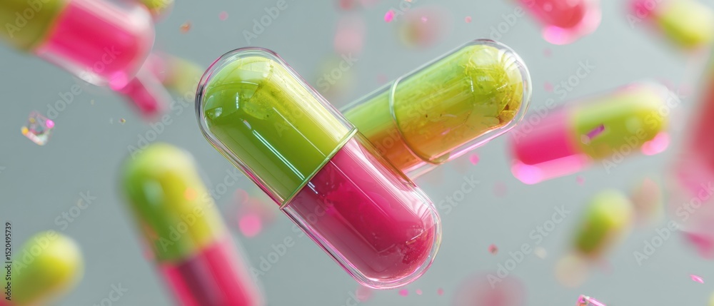 Aufkleber futuristic molecular diagnostics capsules with digital data streams in advanced pharmaceutical lab f