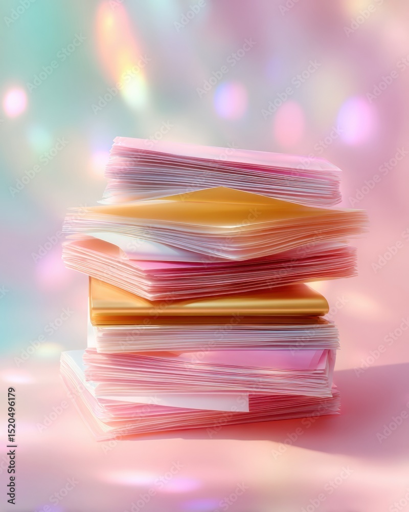 Poster vibrant stack of organized policy manuals and regulatory documents in pastel tones representing busi