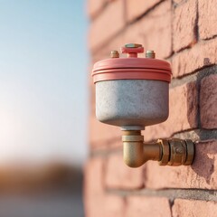 Residential Gas Meter on Brick Wall with Pressure Regulator for Home Energy Monitoring and Efficient Utility Management - Modern Sustainability Trend