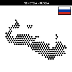 Big hexagonal dotted map of Nenetsia in Russia