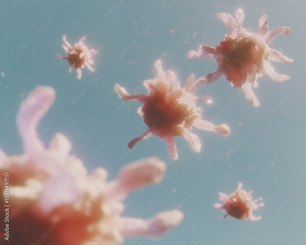 Poster Detailed Covid Variant Virus Particles Floating in Isolated Environment with Cellular Structure for Healthcare Marketing and Viral Research Visualization