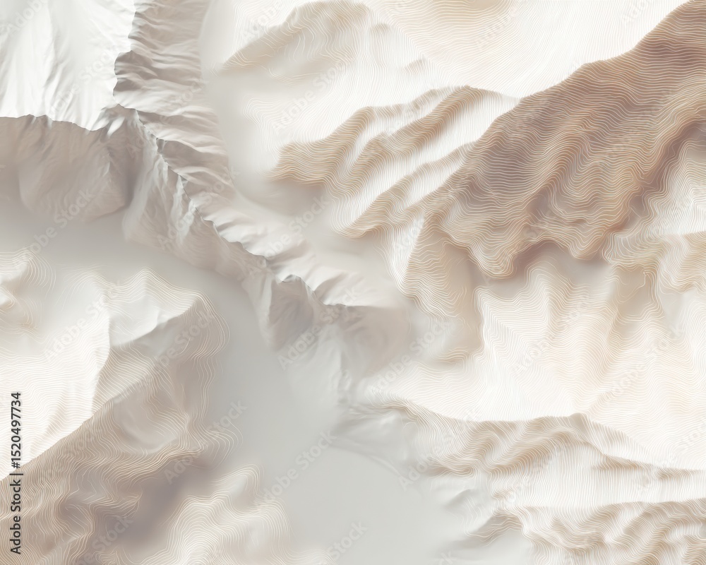 Poster Abstract Ocean Trench Topography with Subtle Contour Lines in Neutral Tones for Modern Cartography and Minimalist Design Concepts