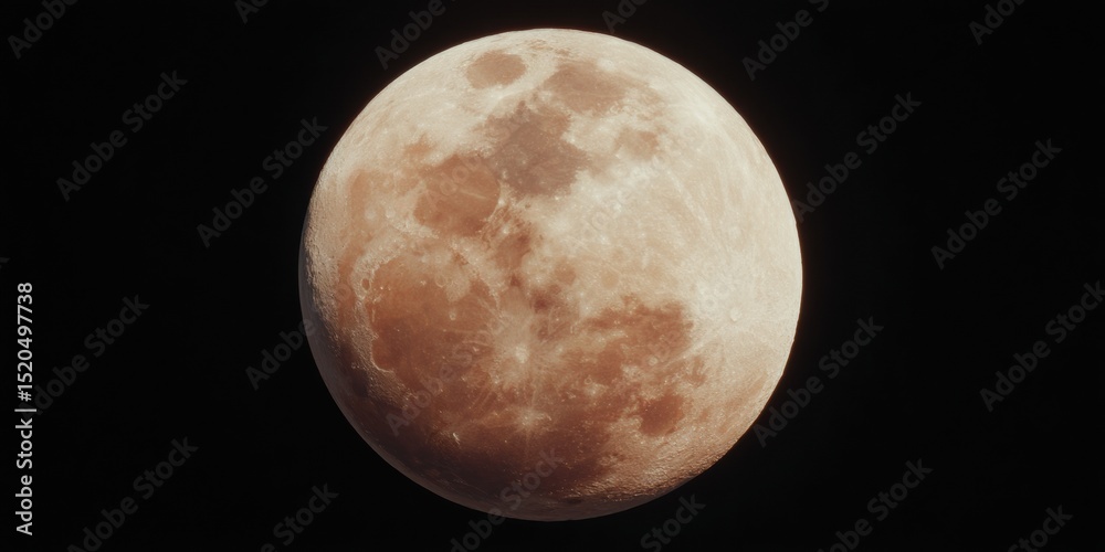 Poster Detailed Moonrise with Full Moon Craters and Maria on Transparent Background for Astronomical Design and Celestial Observation Trends