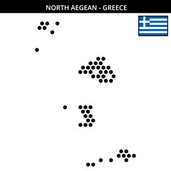 Big hexagonal dotted map of north-aegean of greece