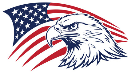 Naklejka premium American eagle with flag vector patriotic usa bald eagle illustration independence day memorial day drawing art
