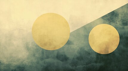 Two golden circles on a textured background.