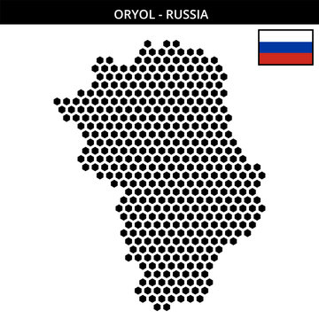 Big hexagonal dotted map of oryol in Russia