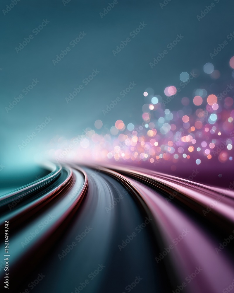 Poster futuristic digital network overlay on curved highway transport system with neon light trails for sma