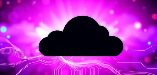 Single line art cloud silhouette symbolizing global data storage and exchange, internet, cloud computing