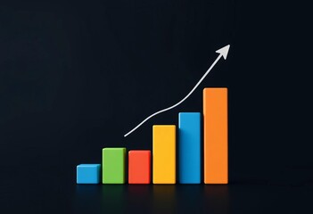 Simple upward trending bar graph illustrating financial growth and investment increase,  financial,  upward