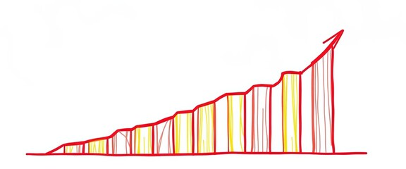 Single continuous line drawing of upward trending bar graph, illustrating business growth,  business,  success