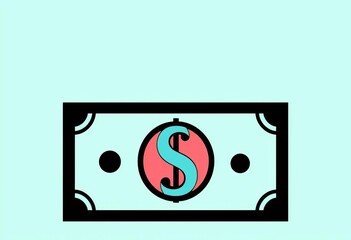 Simplified banknote icon, minimal flat stroke design for app/website use,  economy,  sign