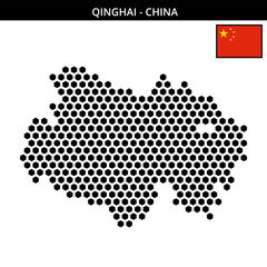Big hexagonal dotted map of qinghai in China