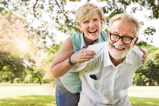Cute senior couple in the park