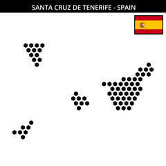 Big hexagonal dotted map of santa-cruz-de-tenerife in Spain