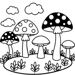Simple Mushroom Forest Illustration