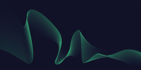 Elegant Blue and Green Line Wave Design with Fluid Dynamics, Perfect for High-Tech Backgrounds, Futuristic Digital Artwork, and Contemporary Graphic Design Projects