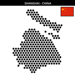 Big hexagonal dotted map of shanghai in China