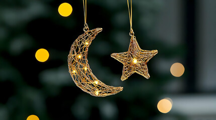 Gold Moon And Star Hanging Decor