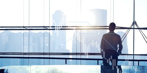 Businessman in a big office