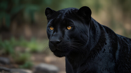 portrait of a black Panther with a dark back. wild animals,generative.ai