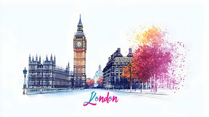 Colorful Pixel Art Illustration Of London Landmark